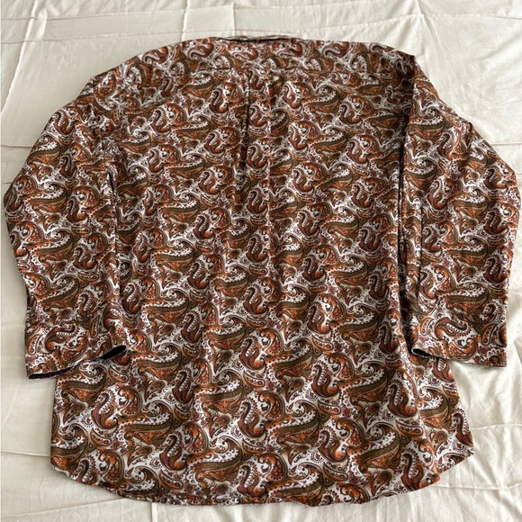 Tallia Men’s Paisley Print Dress Shirt – Brown/Orange – Size L (16.5) - Picture 5 of 5